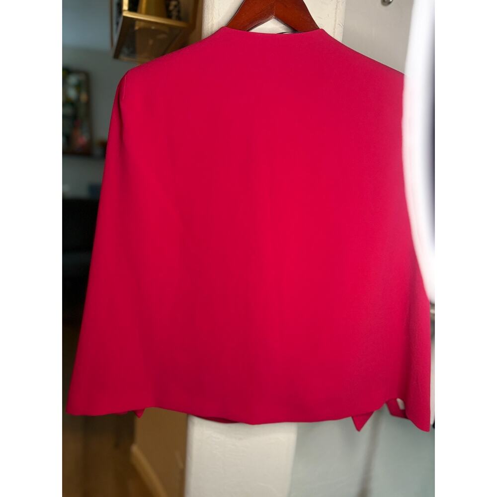 ZARA Woman Cape Blazer Jacket Fuchsia Pink Open Front Slit Sleeve Small 2-8 - Picture 5 of 5